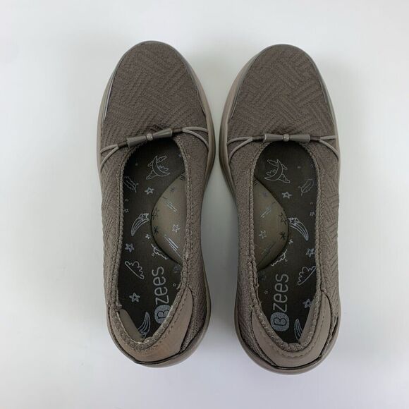 Bzees Electric Wedge Slip On Knit Stretch Breathable Taupe Round Comfort Women 7 - Picture 6 of 11